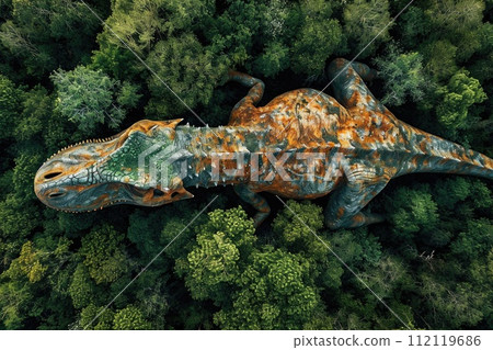 Journey to the Jurassic: world of dinosaurs, extinct species with big, strong, toothy predators, prehistoric era and the fascinating realm of ancient reptiles 112119686