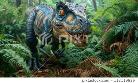 Journey to the Jurassic: world of dinosaurs, extinct species with big, strong, toothy predators, prehistoric era and the fascinating realm of ancient reptiles 112119689