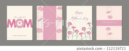母親節康乃馨材料集框架背景向量插圖簡單時尚 112119721
