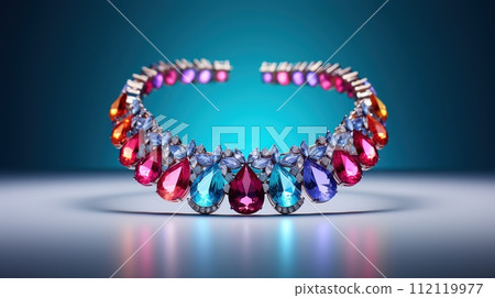 Jewel necklace, jouvillerie, neck ornament, costume jewelry , luxury luggage object, luxe gift . 112119977