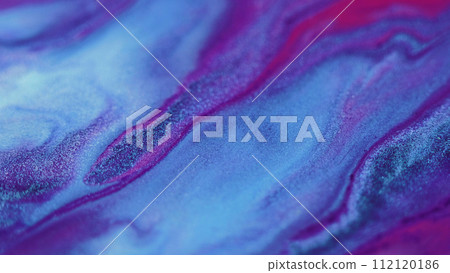 Paint spill glitter ink flow pink blue fluid wave 112120186