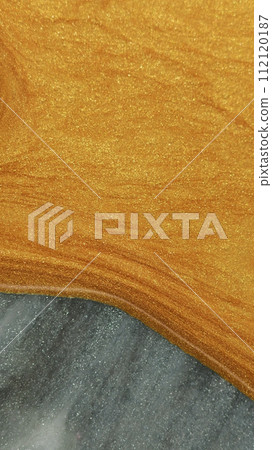 Glitter paint drip ink spill golden silver marble 112120187