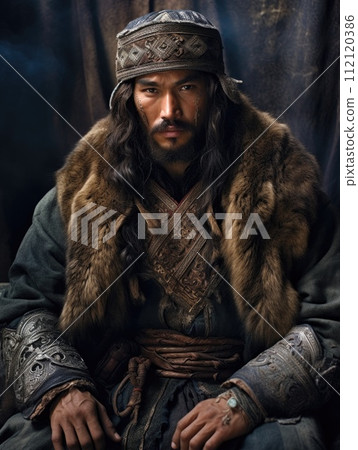 Tatar Mongols: nomadic warriors and conquerors, cultural legacy, military prowess, Eurasian steppes strength, traditional attire, resilience and the spirit of the historic nomadic lifestyle. Tatar Mongols: nomadic warriors and conquerors, cultural legacy, military prowess, Eurasian steppes strength, traditional attire, resilience and the spirit of the historic nomadic lifestyle. 112120386