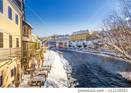 View of Cesky Krumlov in winter, Czech Republic. 112120561