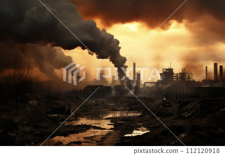 Environmental pollution, hazardous and harmful waste, toxic fumes, soil and air pollution, global problem, crisis 112120918