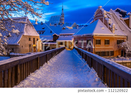 View of Cesky Krumlov in winter, Czech Republic. View of Cesky Krumlov in winter, Czech Republic. 112120922