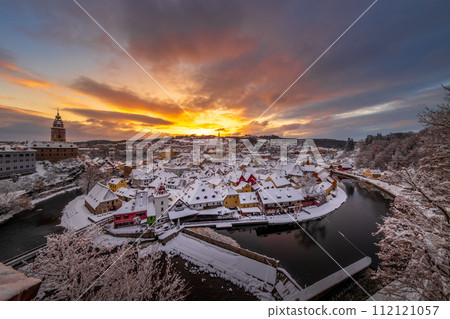 View of Cesky Krumlov in winter, Czech Republic. View of Cesky Krumlov in winter, Czech Republic. 112121057