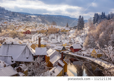 View of Cesky Krumlov in winter, Czech Republic. 112121136