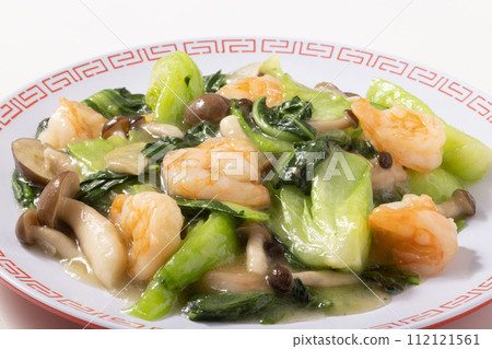 Chinese stir-fried shrimp and bok choy Chinese stir-fried shrimp and bok choy 112121561