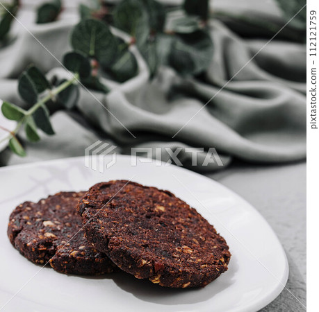 Oatmeal Cookies on plate close up 112121759