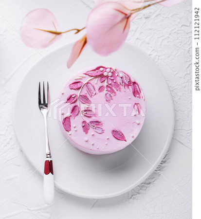 Top View Pink Mousse Cake top view Top View Pink Mousse Cake top view 112121942