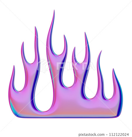 3D flame. Trendy Y2K element. Iridescent colorful burning fire shape with glossy gradient effect. 3D render. Isolated illustration 3D flame. Trendy Y2K element. Iridescent colorful burning fire shape with glossy gradient effect. 3D render. Isolated illustration 112122024
