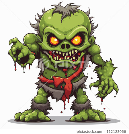 Green zombie devil monster vector illustration Green zombie devil monster vector illustration 112122066