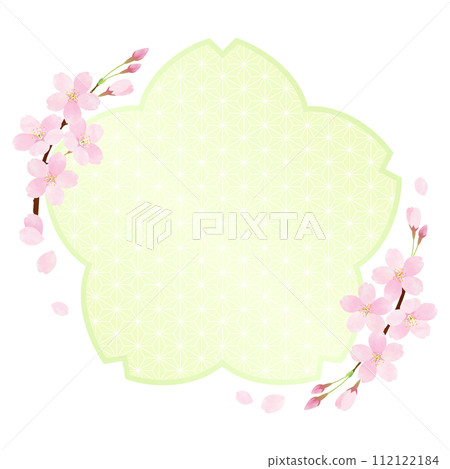 帶有跳舞櫻花花瓣大麻葉圖案的向量框架 112122184