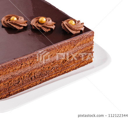 Tasty chocolate cake on white background Tasty chocolate cake on white background 112122344