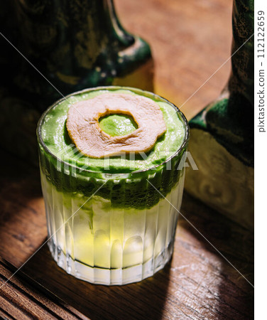 Refreshing tropical coconut juice cocktail 112122659