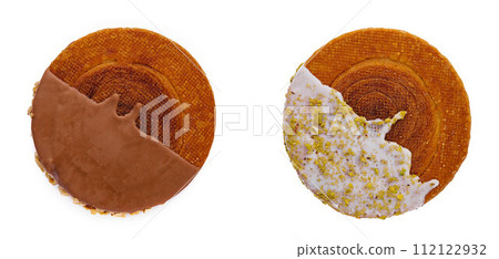 Round Croissant with Chocolate and white Condensed Milk Round Croissant with Chocolate and white Condensed Milk 112122932