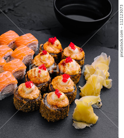 Japanese sushi big set on top view 112123073