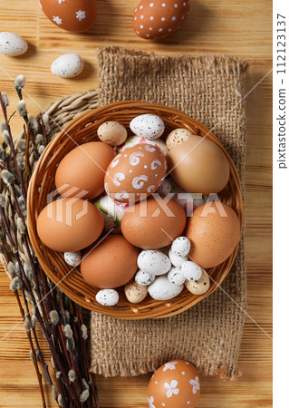 Spring holiday - Easter, concept of Easter with willow Spring holiday - Easter, concept of Easter with willow 112123137