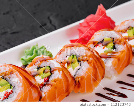 Philadelphia roll classic on white plate 112123743