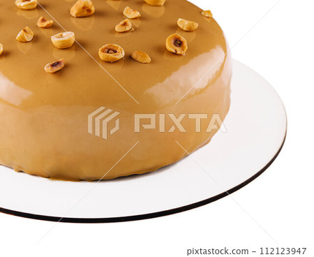 Sweet caramel cake with hazelnut and moouse Sweet caramel cake with hazelnut and moouse 112123947