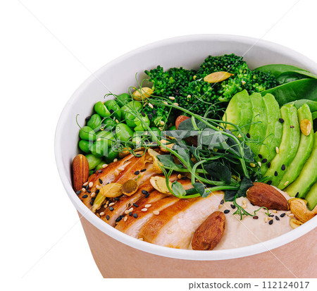 Healthy lunch bowl with grilled chicken Healthy lunch bowl with grilled chicken 112124017