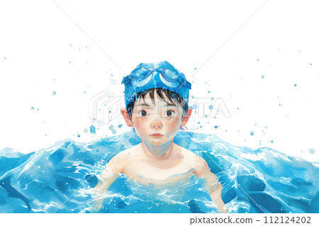 在游泳學校努力學習的男孩 112124202