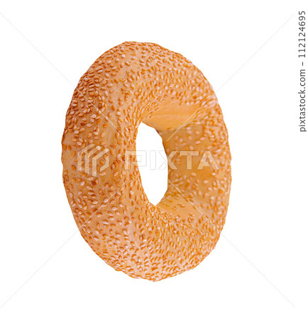 bagel with sesame seeds isolated on white bagel with sesame seeds isolated on white 112124695