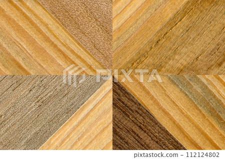 Wooden marquetry can be patterns created from the combination of pine and walnut wood, wooden floor, parquet, cutting board Wooden marquetry can be patterns created from the combination of pine and walnut wood, wooden floor, parquet, cutting board 112124802