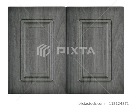 Decorative a grey black white wooden kitchen cabinet door 112124871