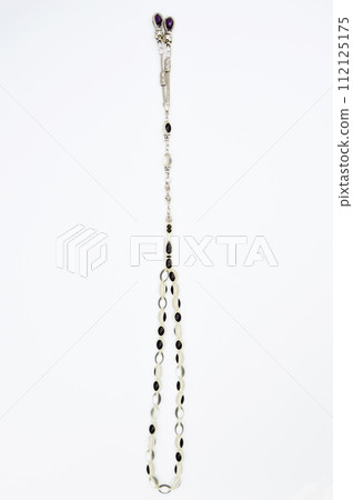 Black white and silver beads sequenced, short rosary, tespih tesbih Black white and silver beads sequenced, short rosary, tespih tesbih 112125175