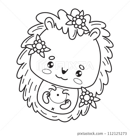 Cute hedgehog. Animal outline kawaii character. Vector illustration. Line drawing, coloring book. Kids collection. Cute hedgehog. Animal outline kawaii character. Vector illustration. Line drawing, coloring book. Kids collection. 112125273