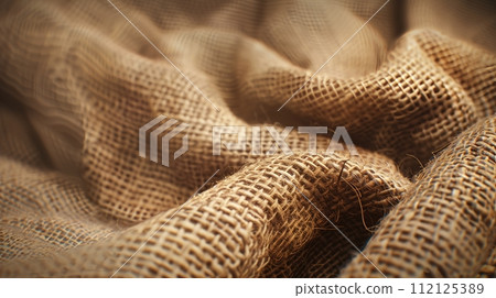 Correction: Sackcloth texture background in close-up with shallow depth of field. 112125389