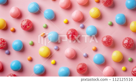 "Patterned candy background with copy space." 112125510