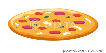 Italian pizza with salami tomato and cheese vector 112126788