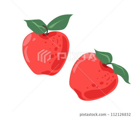 Apple with leaves, organic and natural product 112126832