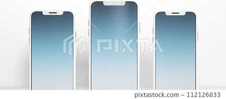 AI-generated content. cell phones with the same blank screen 112126833