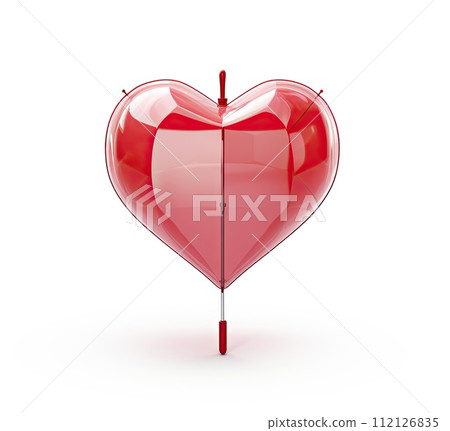 AI-generated content. heart with umbrella on a white background 112126835