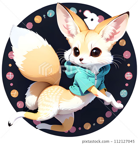 Character cutout illustration of a ferret wearing clothes 112127045