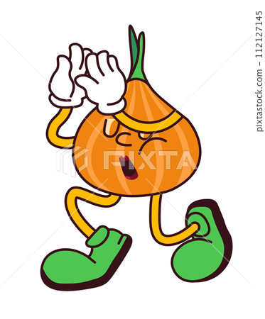 Cartoon character in form of onion, funny emoticon Cartoon character in form of onion, funny emoticon 112127145