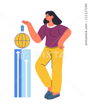 Woman sending files from archive or data storage 112127204