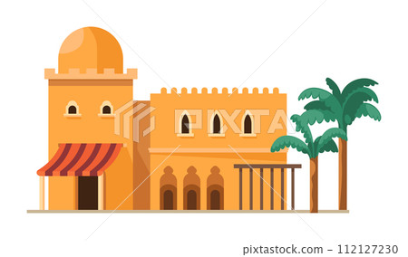 Arabian mud bricks construction with dome, mosque Arabian mud bricks construction with dome, mosque 112127230