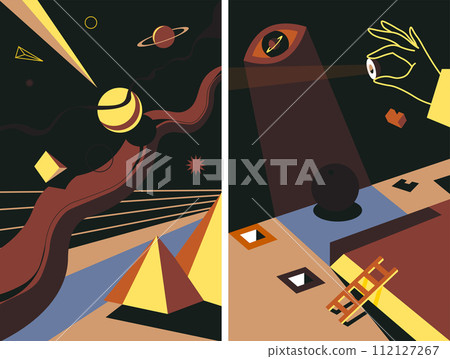 Surreal realm, eye, hand and celestial bodies Surreal realm, eye, hand and celestial bodies 112127267