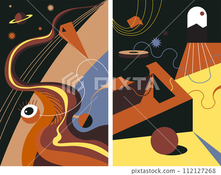Dreamscapes with planets, eye and door to unknown Dreamscapes with planets, eye and door to unknown 112127268
