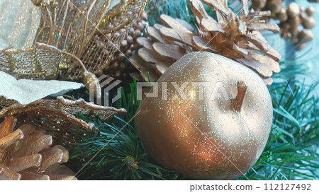 Christmas decorations on the fir tree 112127492