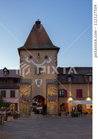 evening street Turckheim in France 112127504