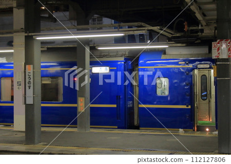 藍色列車停靠在車站 112127806