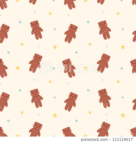 Seamless pattern with bears. Vector background for fabric, textile or wrapping paper 112129017