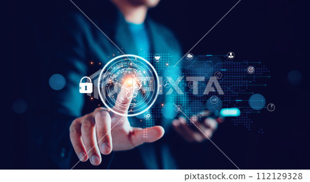 Business global internet connection application technology and digital marketing, Data Analyst technology concept. Digital link tech, Financial and banking, Big data, Online, Network market, Solution. 112129328