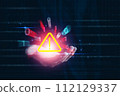 System hacked warning alert, Cyberattack computer network, Cybersecurity, Notification error maintenance, Virus cybercrime, Identity theft, Data breach, Software internet website, Scam phishing, 112129337